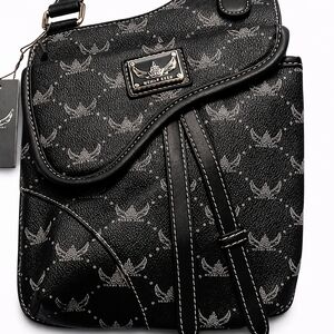 Wendy Keen Black Monogram Crossbody Bag NWT
